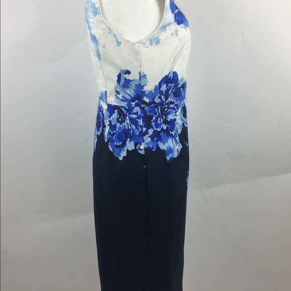Maeve Vanda Pencil Dress Sz 6 Blue & White Floral - Picture 3 of 8